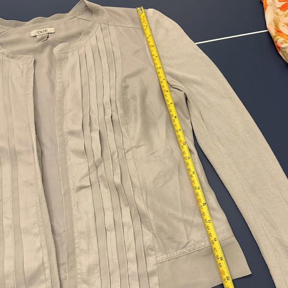 Cache Grey Polyester Size 10 Open Cardigan Pleated Front / Long Sleeve - Picture 6 of 10